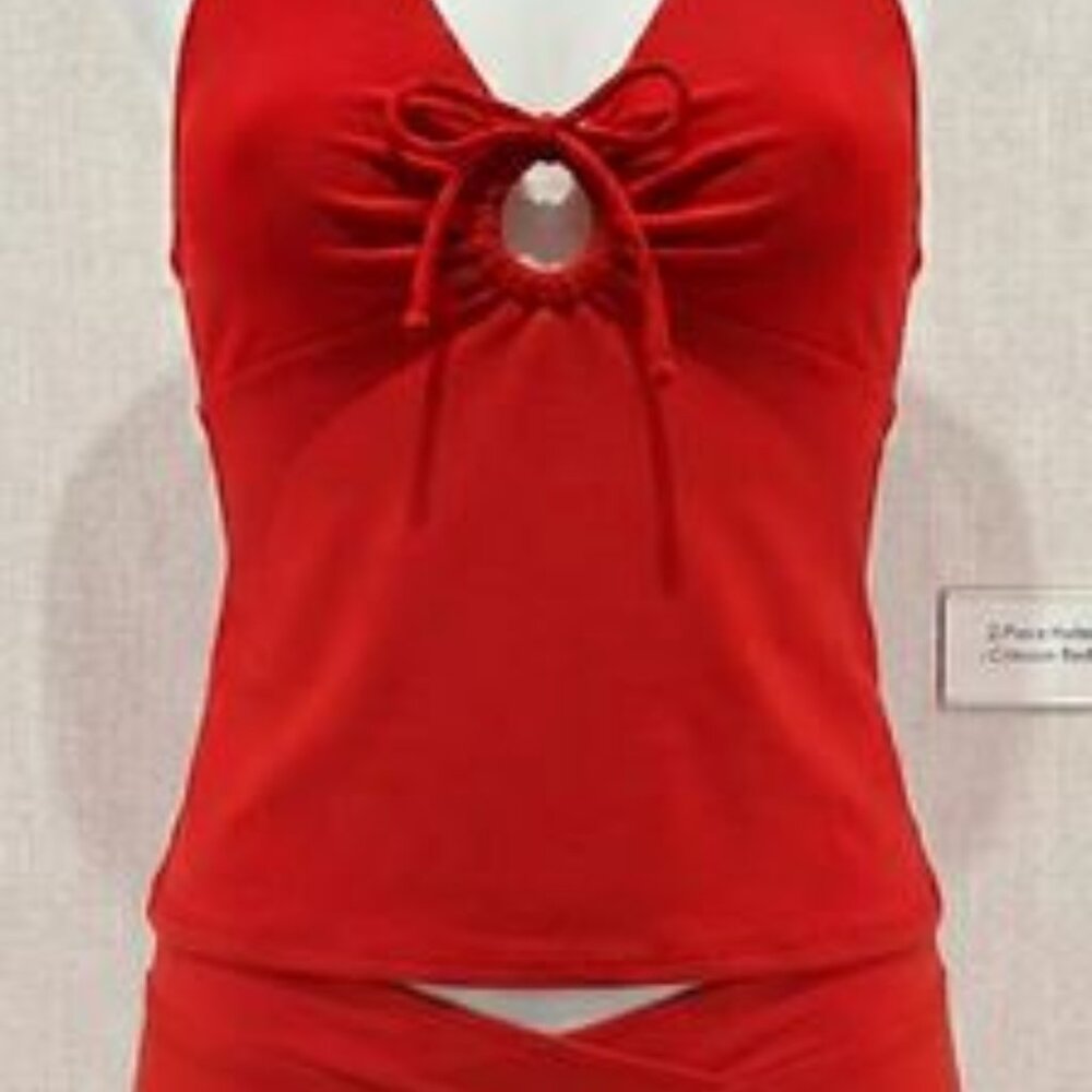 Teen-Junior (M) Red 2-Piece Boutique Swimsuit Tankini with Boy Shorts
